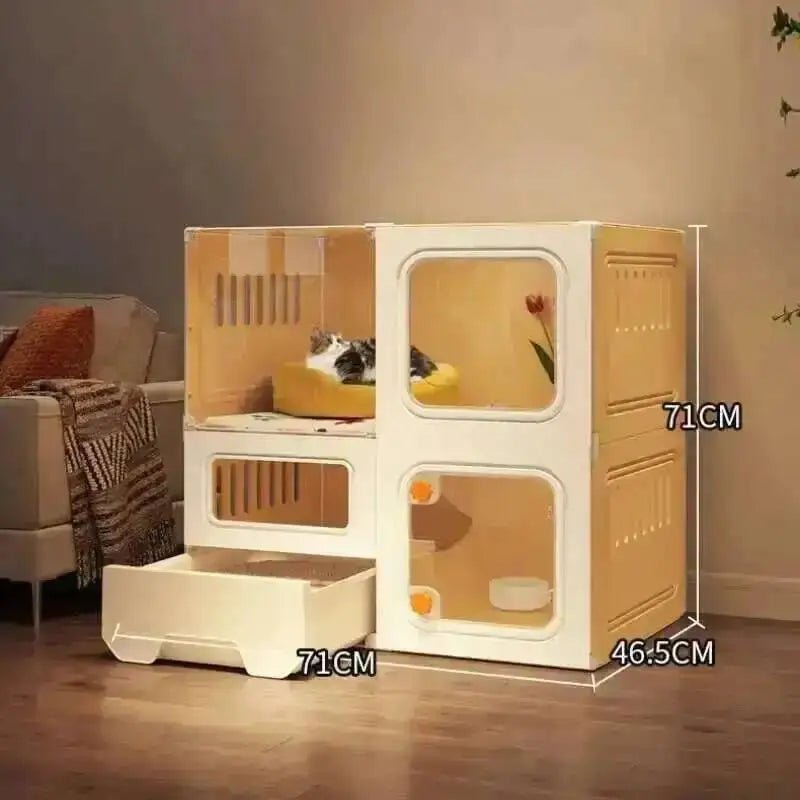 Multifunctional Cat Villa with Integrated Toilet, Free Outdoor Space & CabinetsHappy TailsHappy Tails