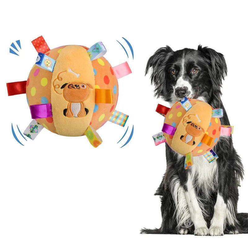Interactive Ball Dog Toy for Aggressive Chewers Training Decompress Bite Resistant Plush Handle Dog Toys with Bells Pet SuppliesHappy TailsHappy Tails
