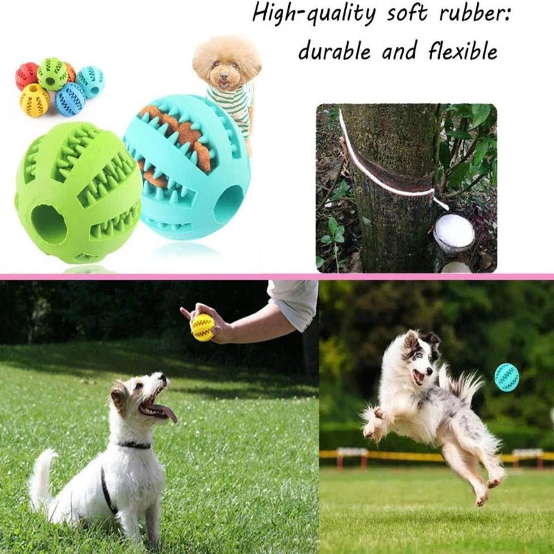 Interactive Rubber Chewing Toy Ball for Dogs & Cats - Pet Tooth Cleaning & Treat DispenserHappy TailsHappy Tails
