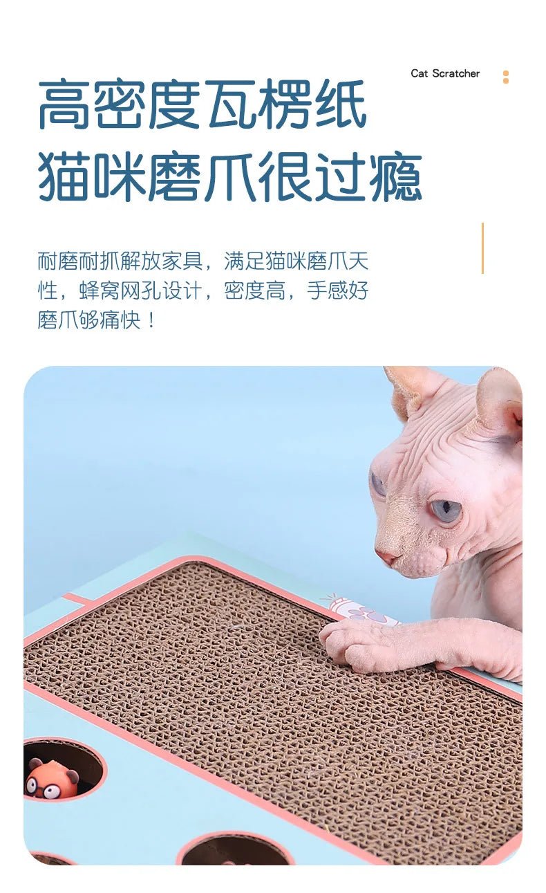 Cat Toy Whack - a - Mole Cat Scratching Board Toy Grinding Claw Rest Play Funny Cat Interactive Multifunctional Cat SuppliesHappy TailsHappy Tails