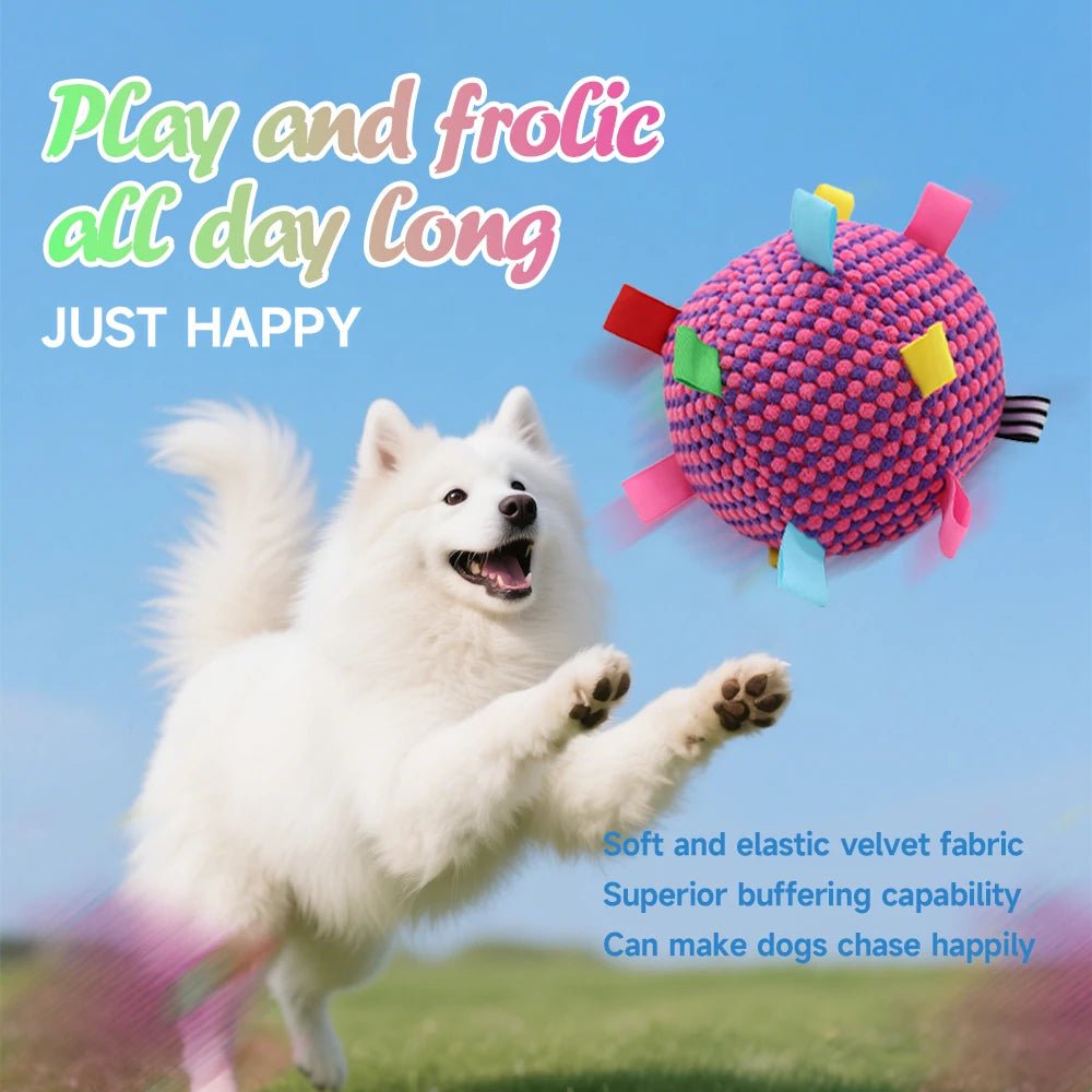 Interactive Ball Dog Toy Suitable for Chewing Training, Stress Relief, Bite Sound Resistance, Plush tug - of - war Toy three colorHappy TailsHappy Tails