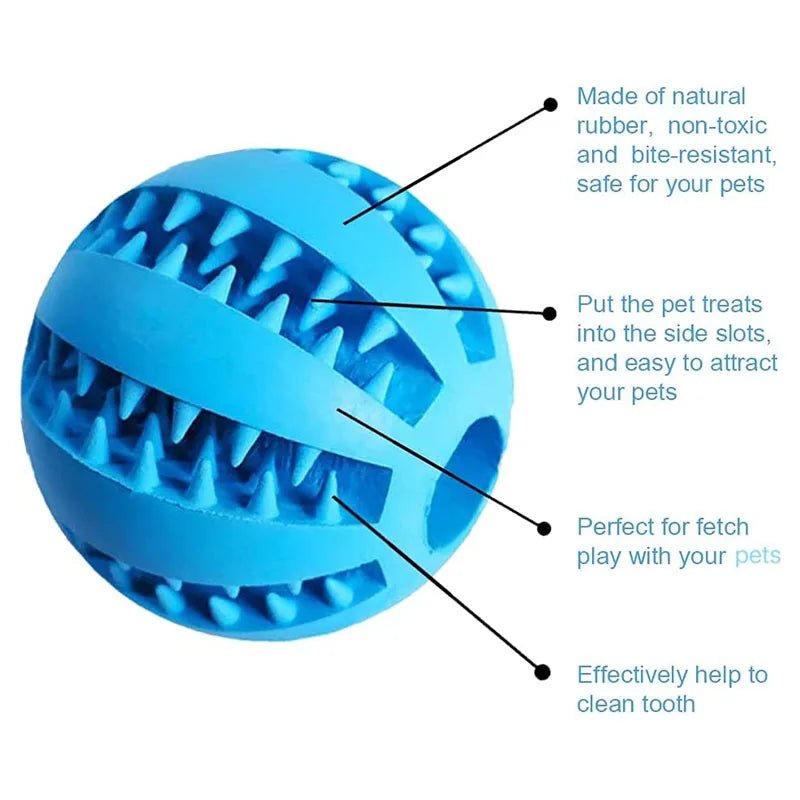 Interactive Rubber Chewing Toy Ball for Dogs & Cats - Pet Tooth Cleaning & Treat DispenserHappy TailsHappy Tails