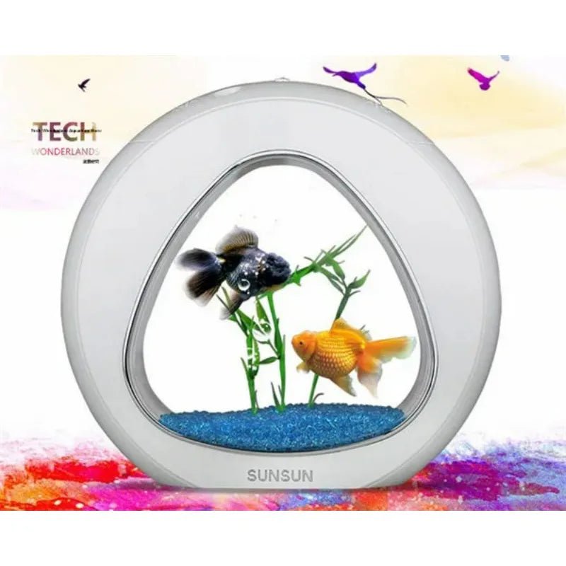 SUNSUN acrylic aquarium ecology fish tank office desktop creative aquarium integration filter LED light system YA - 02 big sizeHappy TailsHappy Tails