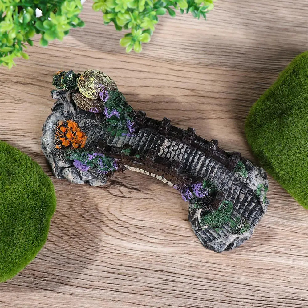 Aquarium Accessories Arbor Tree Plant Fake Landscaping Fish Tank Ornament Artificial Bridge Rockery Resin Aquarium Ornaments