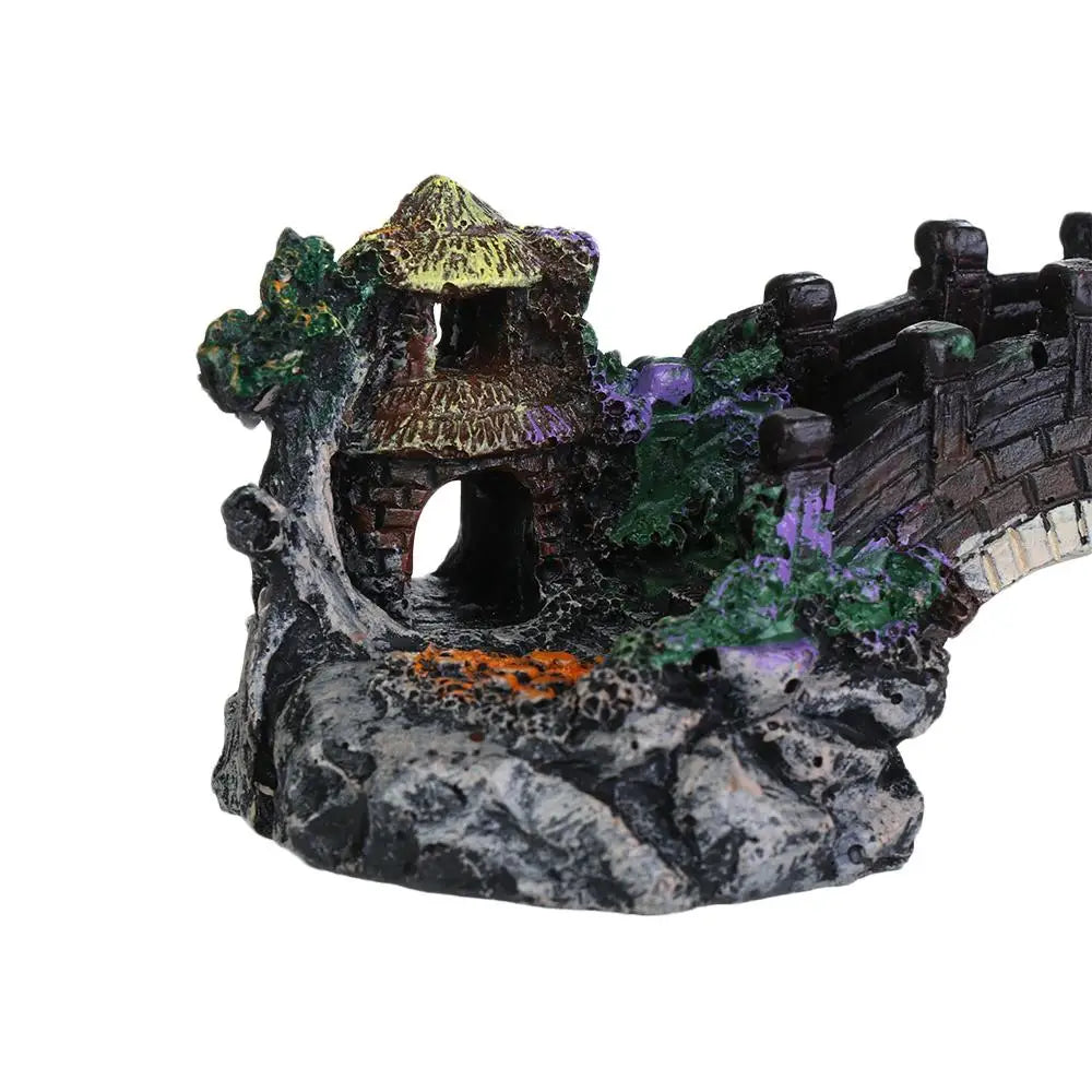 Aquarium Accessories Arbor Tree Plant Fake Landscaping Fish Tank Ornament Artificial Bridge Rockery Resin Aquarium Ornaments - Happy Tails