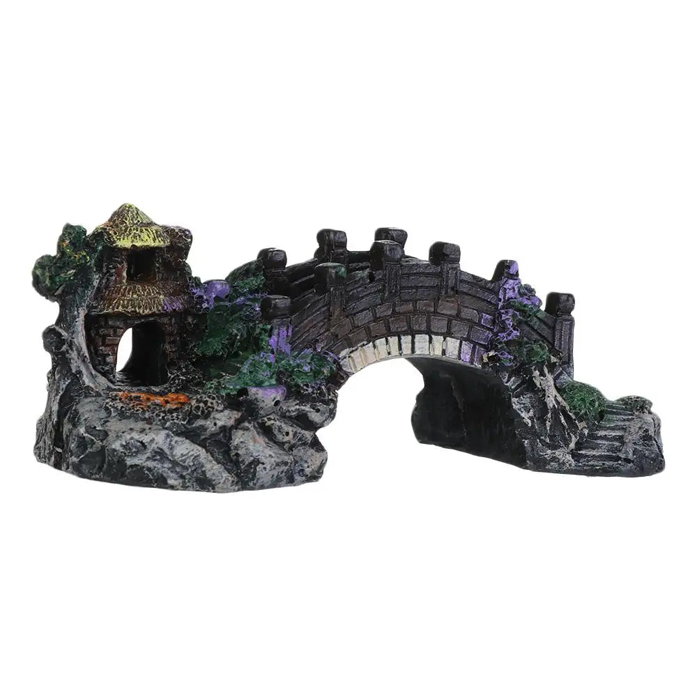 Aquarium Accessories Arbor Tree Plant Fake Landscaping Fish Tank Ornament Artificial Bridge Rockery Resin Aquarium Ornaments