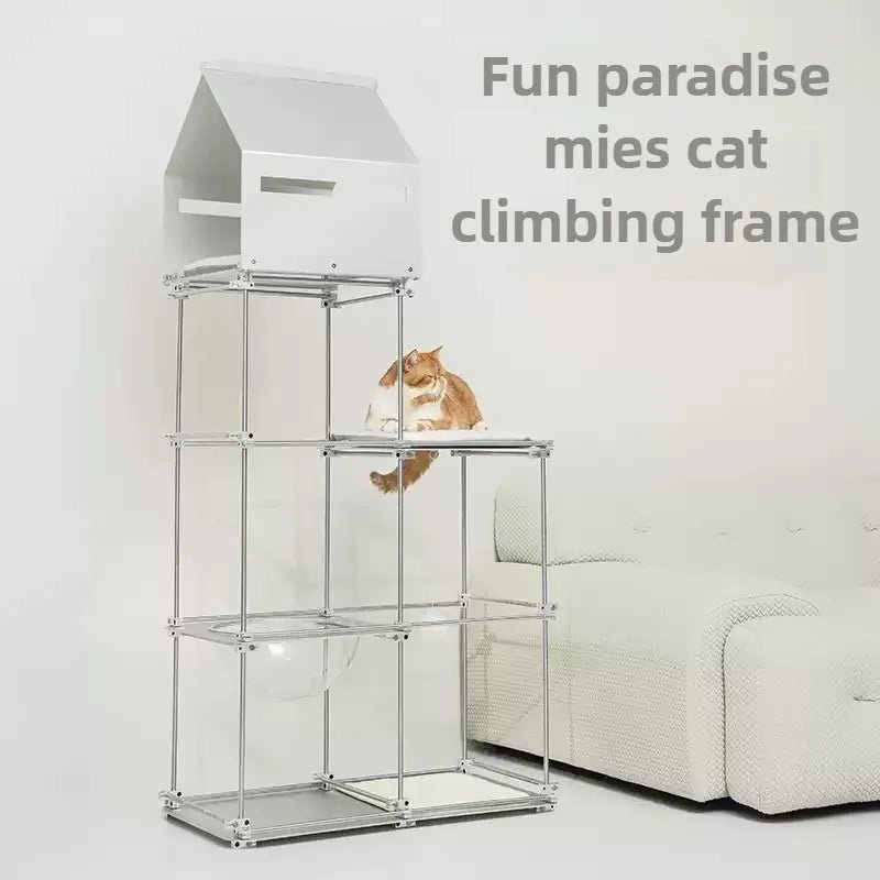 Multi Functional 4 Layers Trees Cat Climbing Frame Stable Acrylic Cat Nest House Cats Scratcher Board Sisal Pet Accessories - Happy Tails