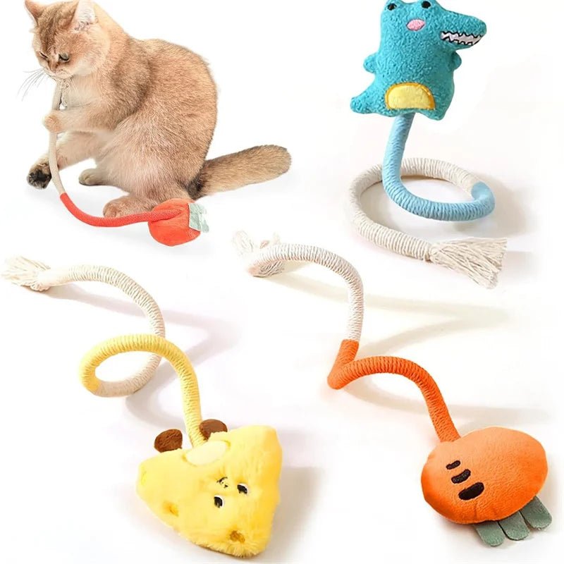 Cat Scratcher Rope Toy Cotton Rope Bite - resistant Chewing Toy Paw Claw Furniture Protector Scratching Toy Cat Puzzle Cute ShapeHappy TailsHappy Tails