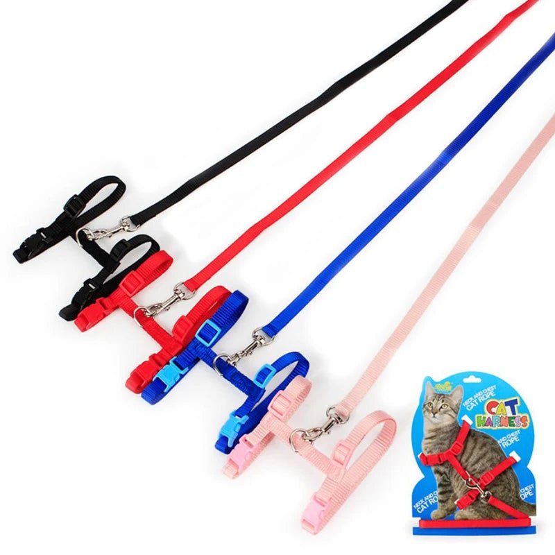 Kitten Cat Harness Leash Set Walking Escape Proof Adjustable Nylon Halter Collar Harness for Cats Puppy Rabbit Pet AccessoriesHappy TailsHappy Tails