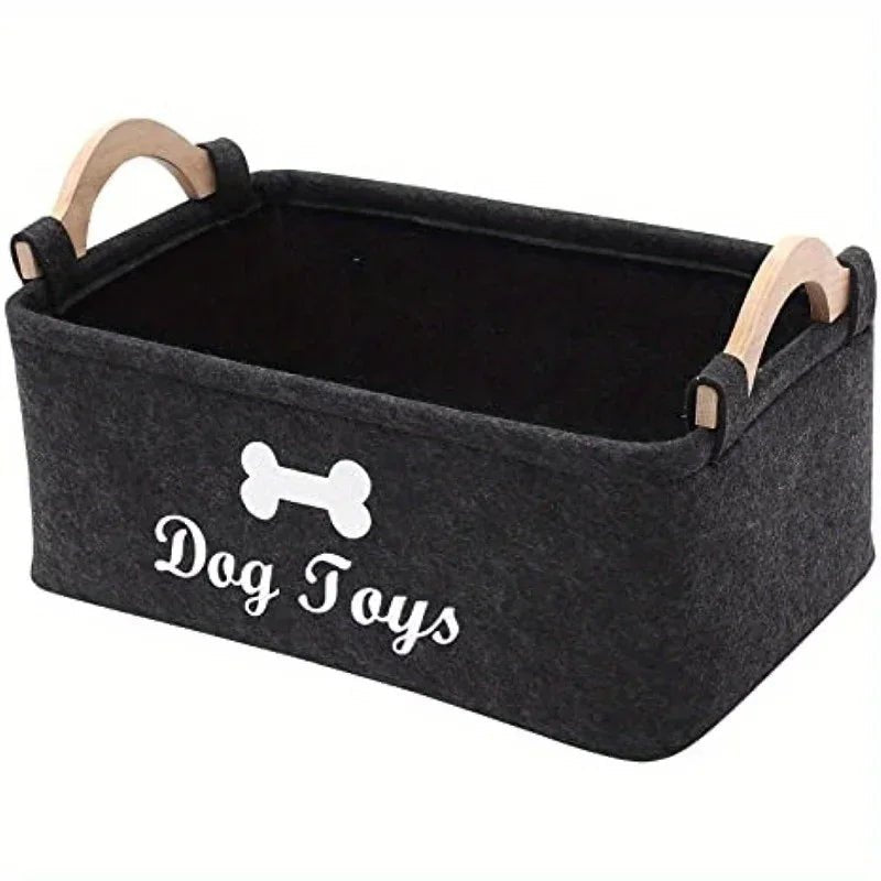 Felt pet toy box, dog toy box, storage basket box - perfect for organizing pets - Happy Tails