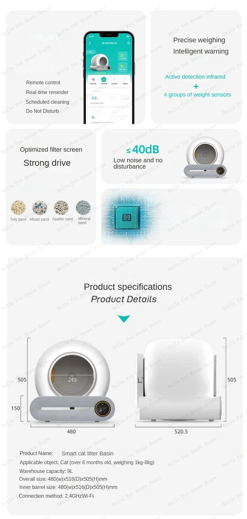 Fully Automatic Electric Large Cat Litter Box - Deodorizing & EnclosedHappy TailsHappy Tails