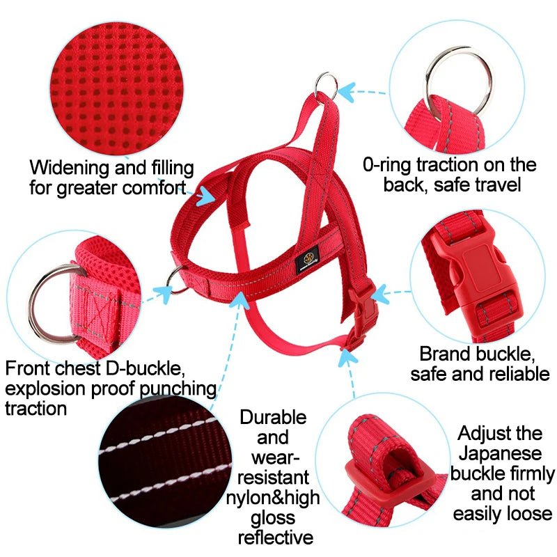 Harness for A Small Dog Harness Harnait Dog Chest Nylon Large Dog Harness Small Breed GXQ04 - Happy Tails