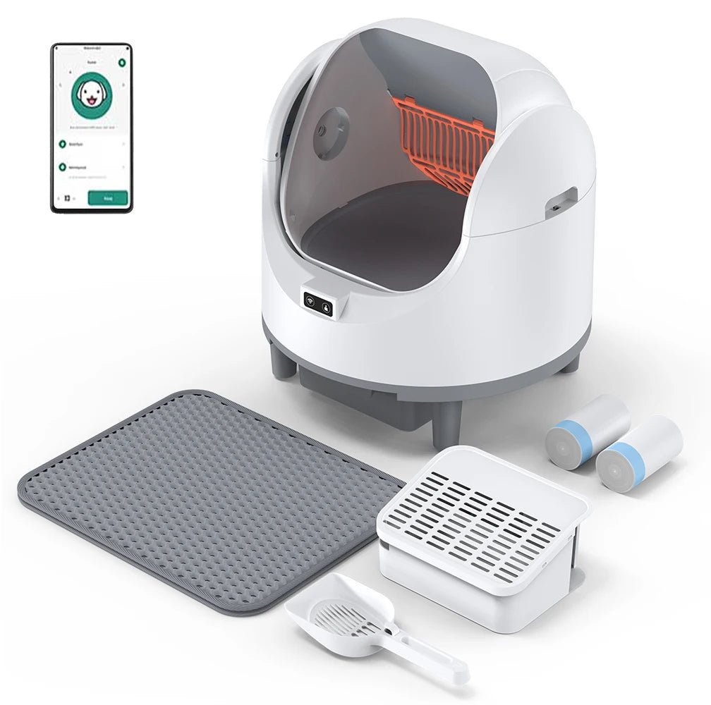 Smart Self-Cleaning Cat Litter Box with WIFI Control and MatHappy TailsHappy Tails