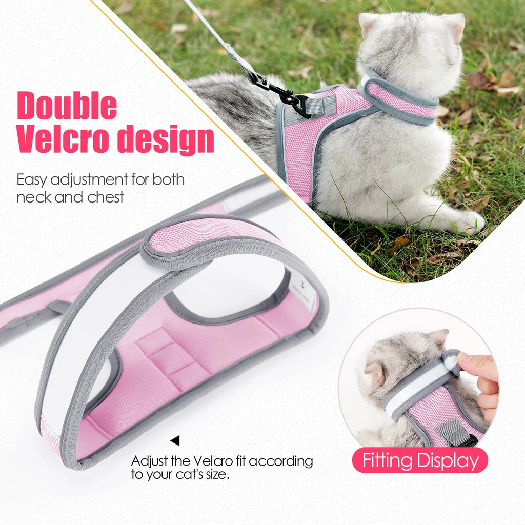 Cat Harness-Escape Proof Adjustable Cat Harness,Comfortable Soft,Walking Travel Kitten Harness for Small Medium Large Cats - Happy Tails
