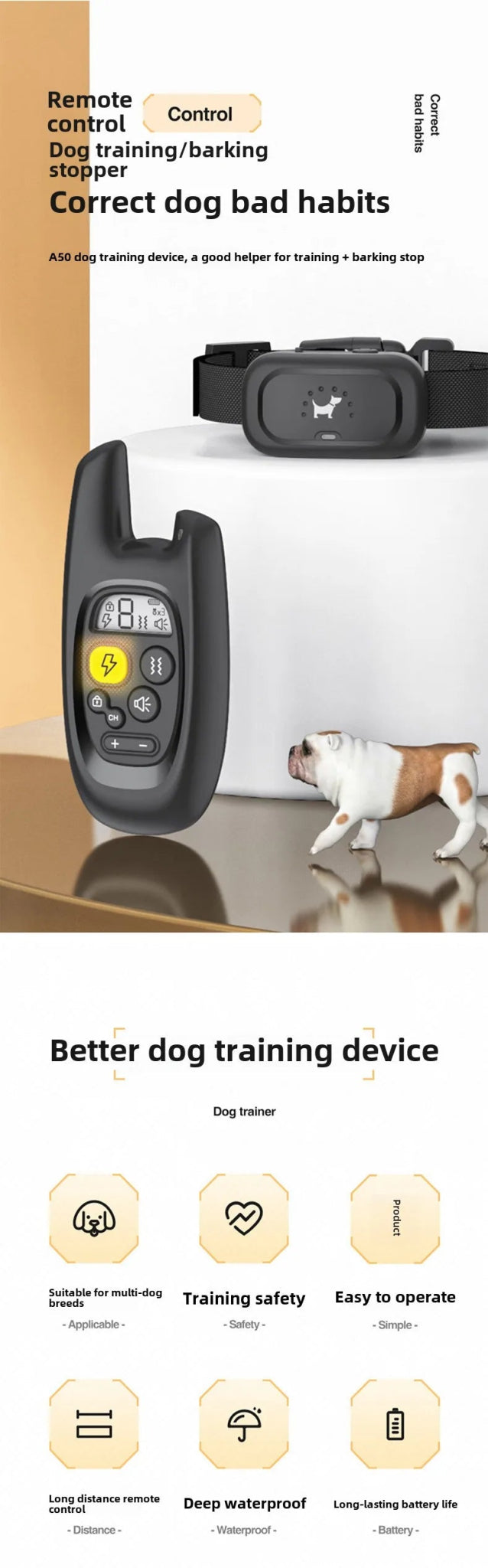 Dog training device remote control barking device pet dog trainer electric shock collar pet supplies waterproofHappy TailsHappy Tails