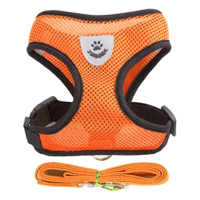 Dog Harness Walking Lead Leash For Small Dogs Collar Polyester Adjustable Mesh Puppy Cat Harness Vest For Medium Pet Accessories - Happy Tails