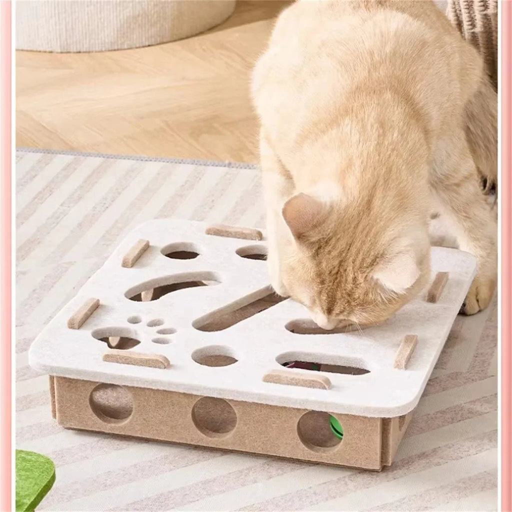 Cat Scratching Post and Puzzle Maze Toy Set Sisal and Felt Interactive Playing Toys for Indoor Kittens Entertainment Supplies - Happy Tails