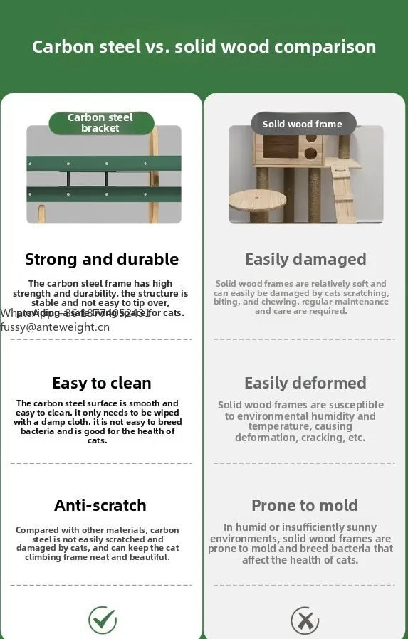 Cactus Shaped Cat Tree Tower Large Cat Condo with Scratching Board Carbon Steel Wood Climbing House for Indoor Cats - Happy Tails