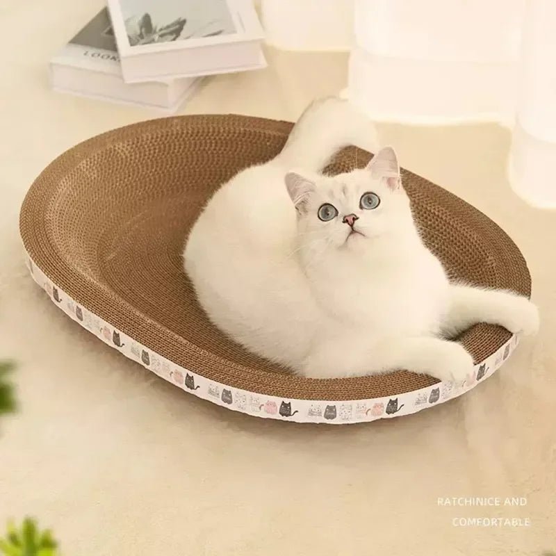 Corrugated Cat Scratcher Cat Scrapers Round Oval Grinding Claw Toys for Cats Wear-Resistant Cat Bed Nest Cat Accessories - Happy Tails