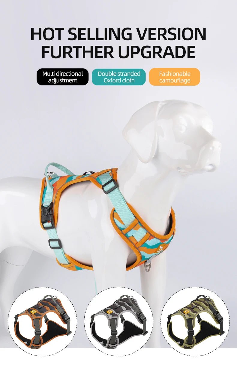 Dog Harness,Reflective Soft Padded Everyday Harness with Dual Leash Clips,Adjustable and Lightweight Fit for Training or Walking - Happy Tails