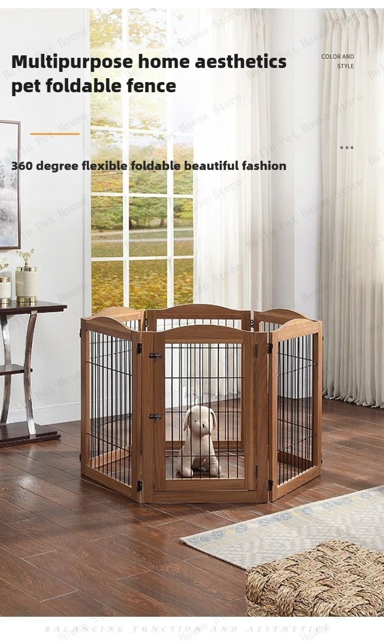 Wooden Pet Fence Dog Fence Freely Combinable Pet Isolation Door Indoor Foldable Dog Cage for Small and Medium Dogs Pet SuppliesHappy TailsHappy Tails