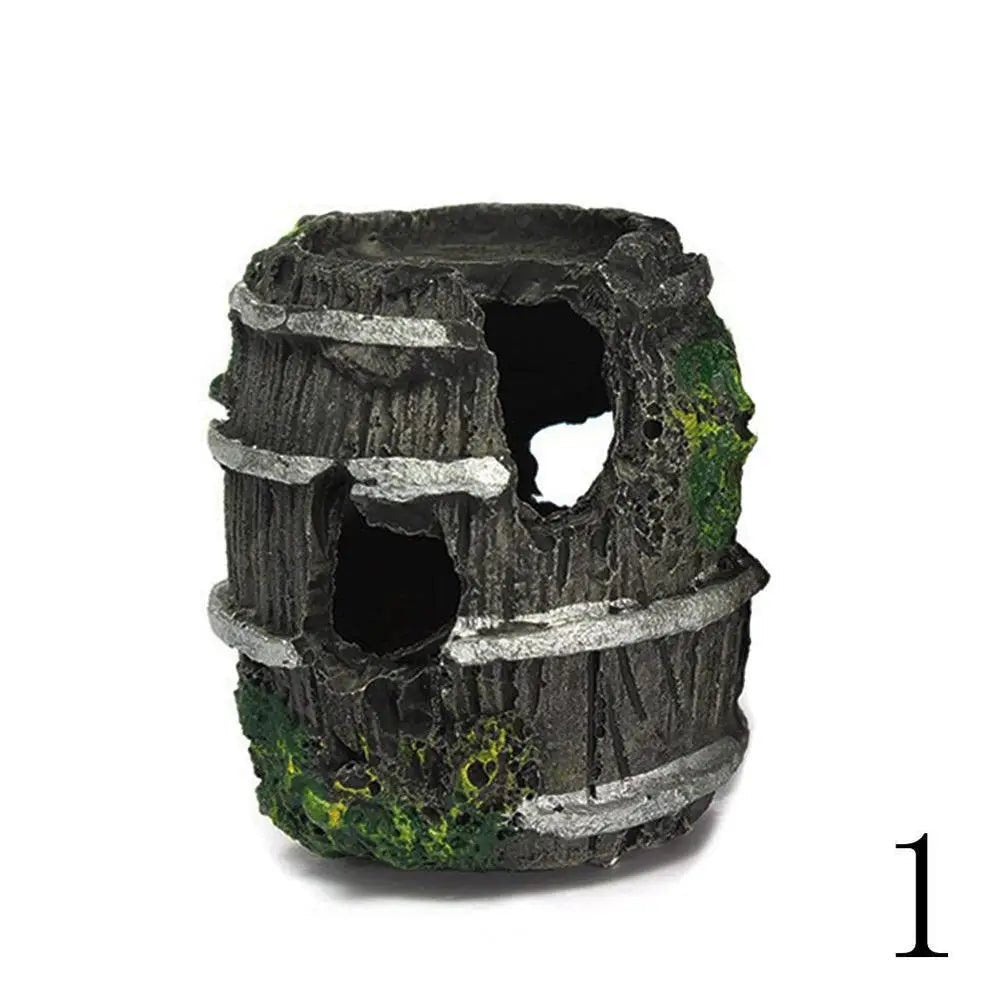 Aquarium Equipment Accessory Glass Fish Tank Landscaping Decoration Resin Crafts Artificial Antique Barrels Fish Tank Decoration - Happy Tails