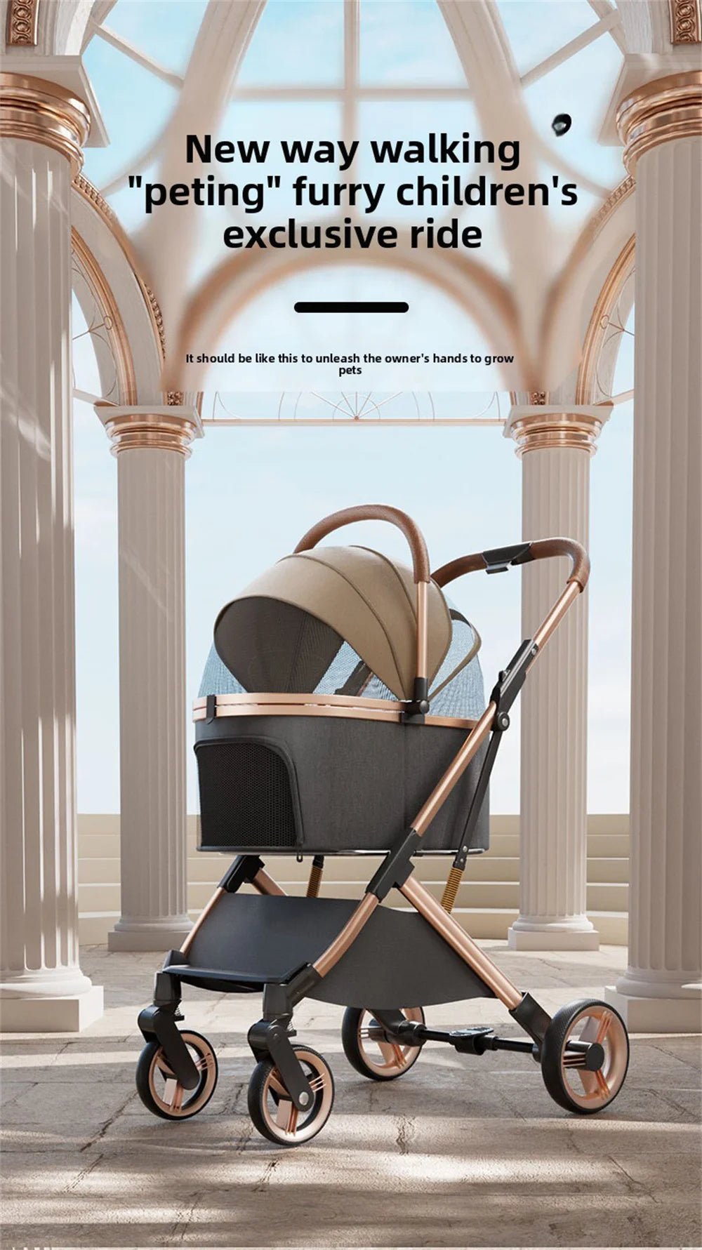 3 in 1 Detachable Pet Stroller for Dog Cat Foldable Travel Carrier up to 50lbs with Portable Carry Bag Storage BasketHappy TailsHappy Tails