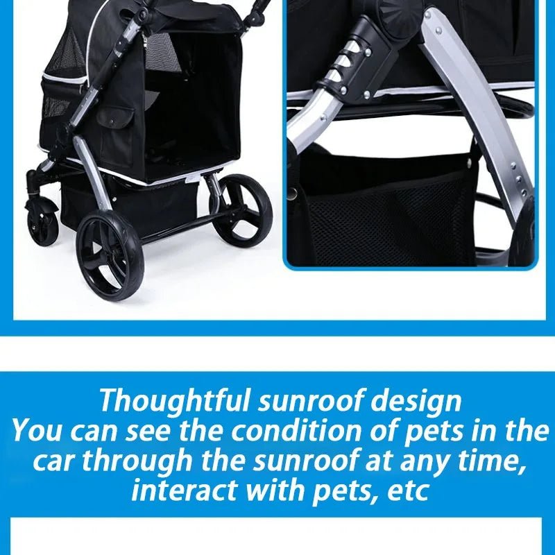 Foldable Dog Strollers 35KG Medium Luxury Dog Strollers Designer Cute Travel Outdoors Dogs Stroller Cheap Portable Pet SuppliesHappy TailsHappy Tails