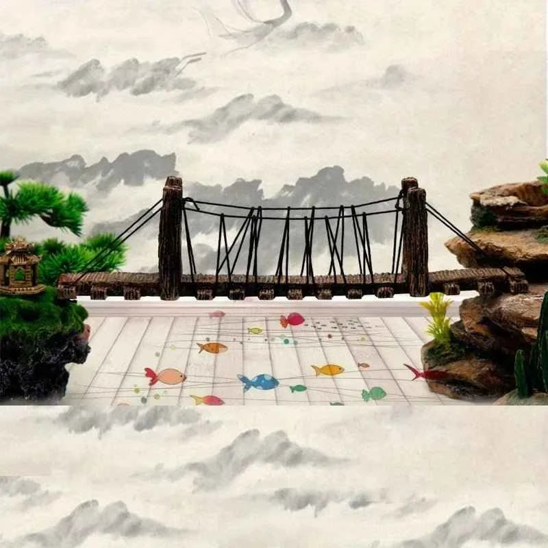 Aquarium Ornament Decoration House with Bridge for Fish Tank - Happy Tails