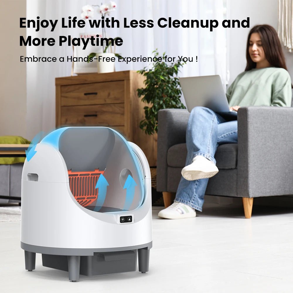 Smart Self-Cleaning Cat Litter Box with WIFI Control and MatHappy TailsHappy Tails