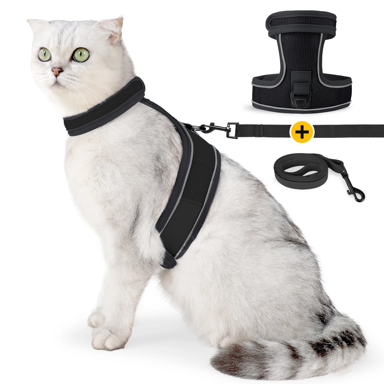 Cat Harness - Escape Proof Adjustable Cat Harness,Comfortable Soft,Walking Travel Kitten Harness for Small Medium Large CatsHappy TailsHappy Tails