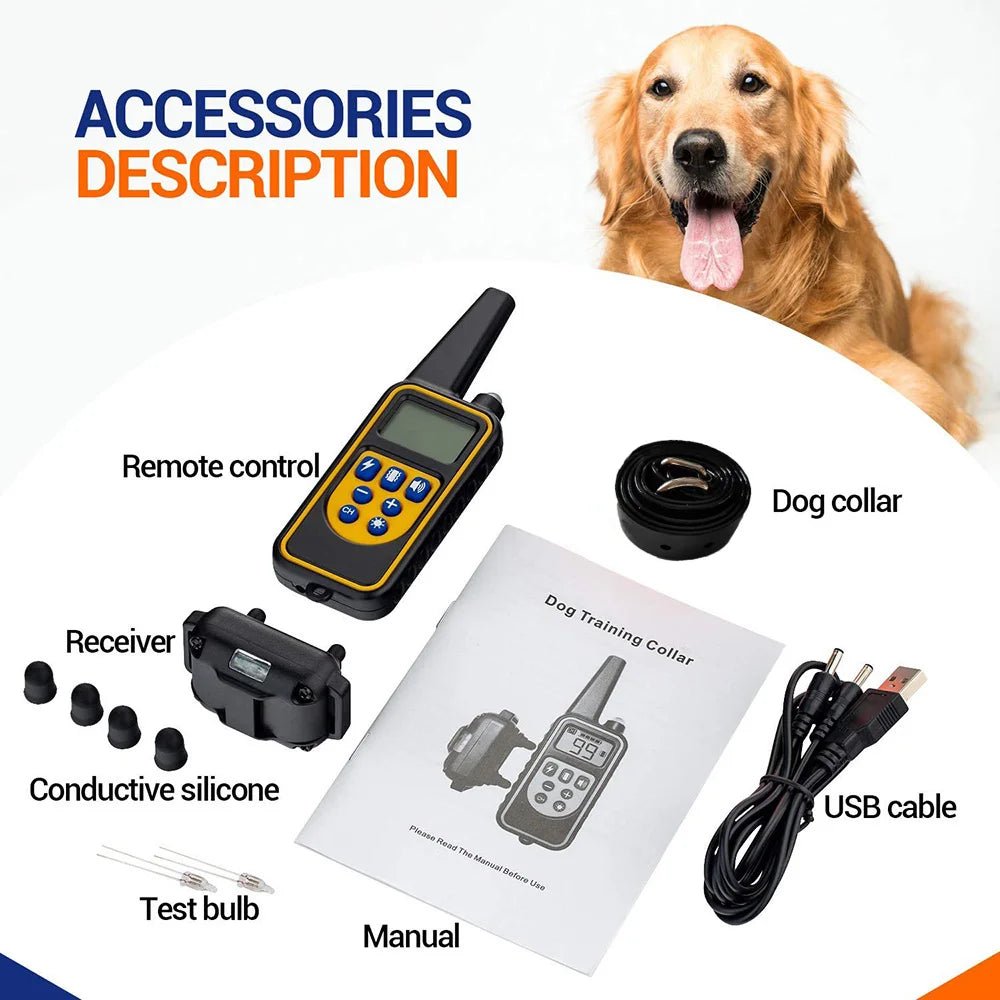 Electric Pet Dog Training Collar Shock Training Collar Electronic Remote Control Waterproof RechargeableHappy TailsHappy Tails