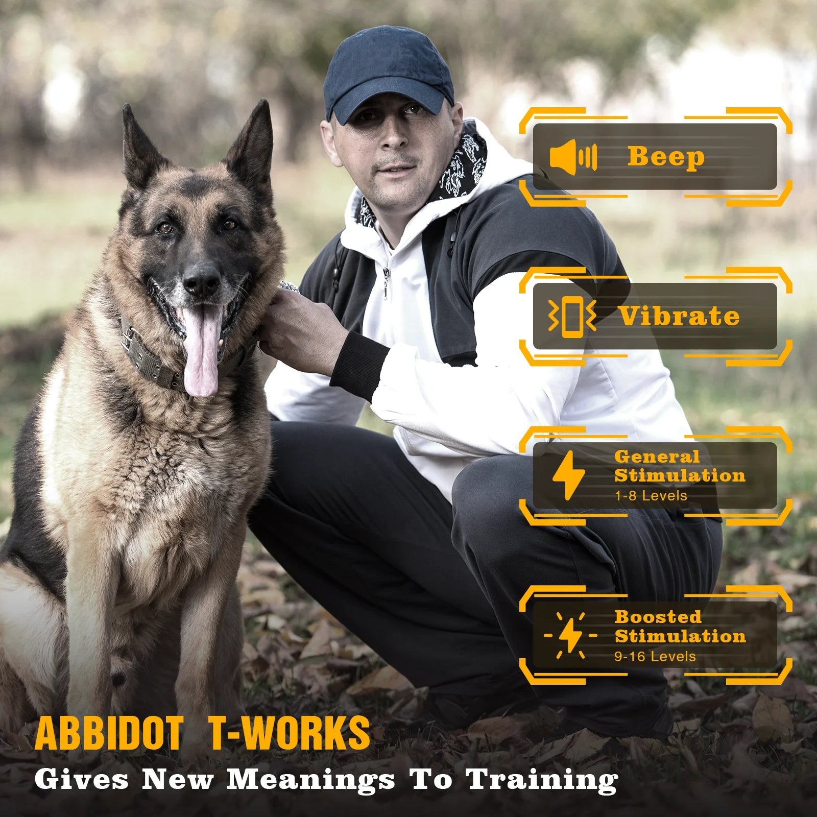 ABBIDOT T - WORKS Electric Shock Collar for Large Dog Training Collar 3/4 Mile Range No Bark Waterproof Rechargeable 920 StrapHappy TailsHappy Tails