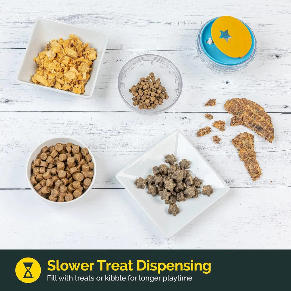 IQ Treat Ball Dog Treat Dispenser Toy Ball Interactive Dog Toy - 4" Dog Food Toy Stimulation, Slow Feeder - Happy Tails