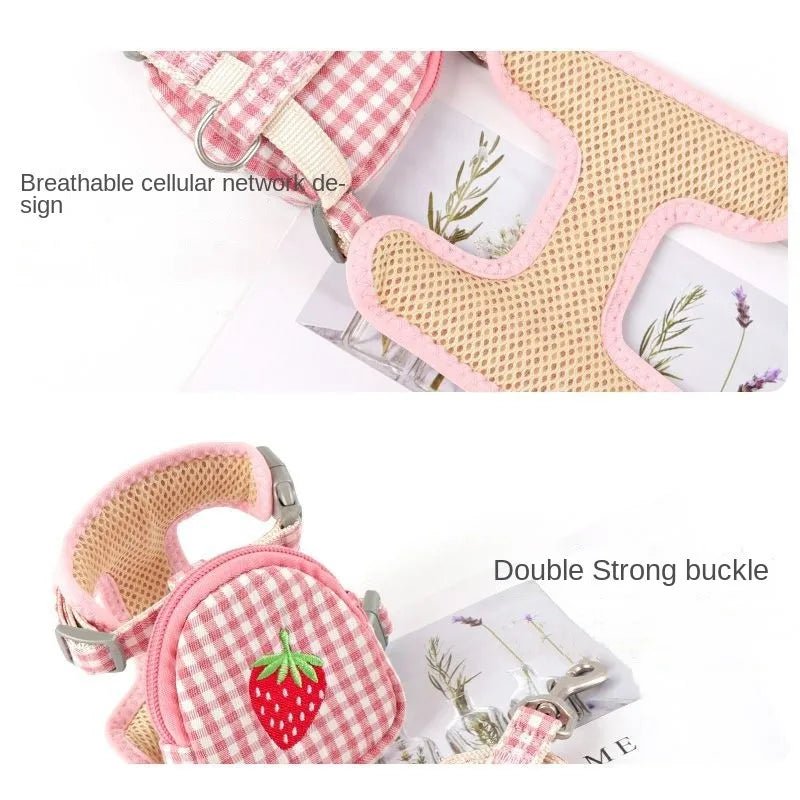 Cat Harness with Backpack Prevent Break Free Breathable Chest Strap Pet Traction Rope Set Teddy Mini Dog Walking Pet Supplies - Happy Tails