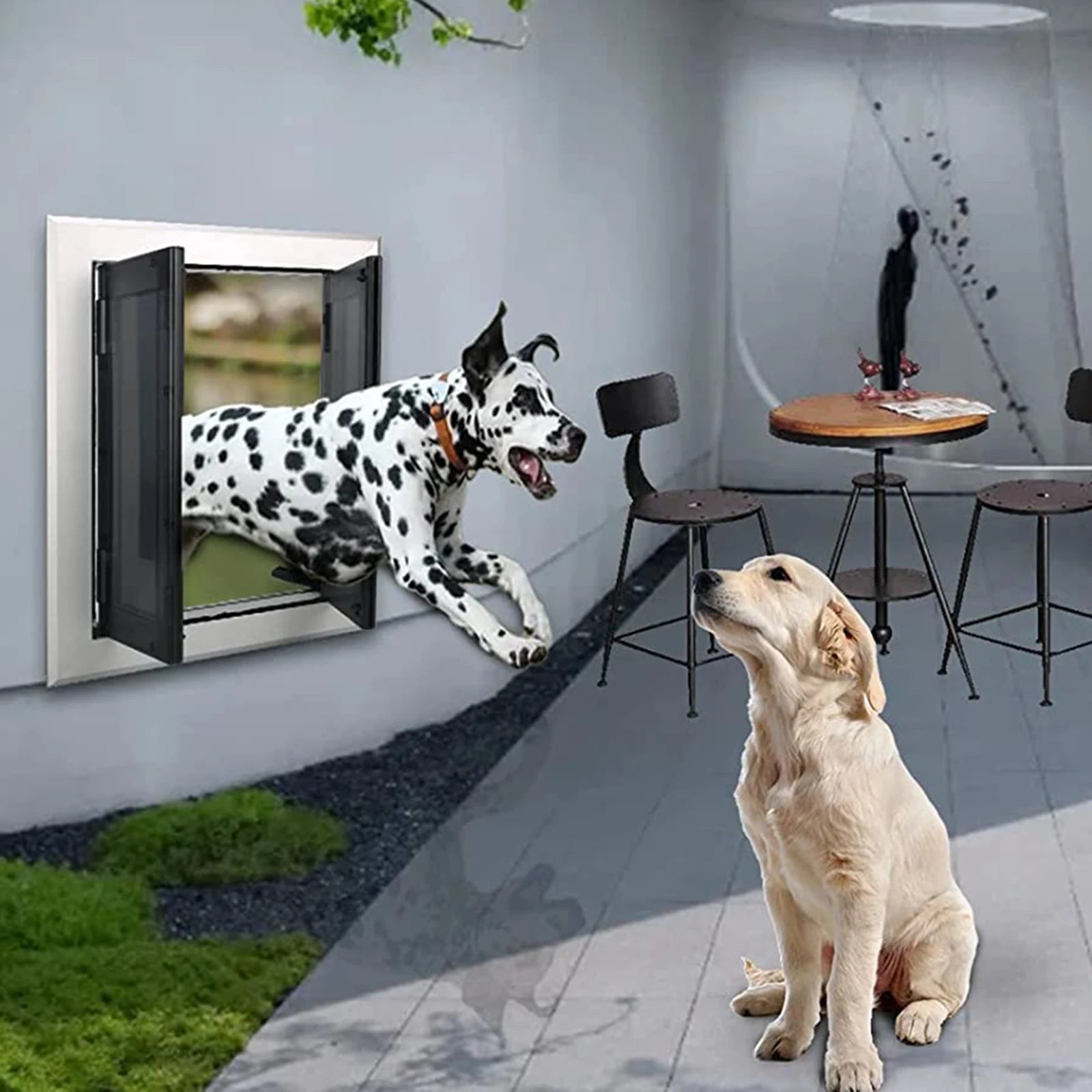 Dogs Door with Flap Heavy Duty Doors Large Aluminum Pet Door Energy Efficient Durable for Exterior Outdoor Indoor Wall DoorHappy TailsHappy Tails