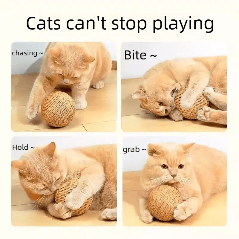 Interactive Sound-Making Big Sisal Cat Scratching Ball Toy Bite-Resistant Kitten Chew Toys for Feline Fun And Claw Care - Happy Tails