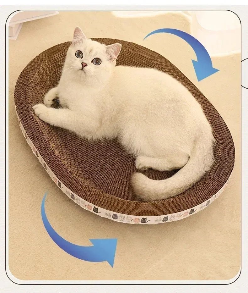 Corrugated Cat Scratcher Cat Scrapers Round Oval Grinding Claw Toys for Cats Wear-Resistant Cat Bed Nest Cat Accessories - Happy Tails