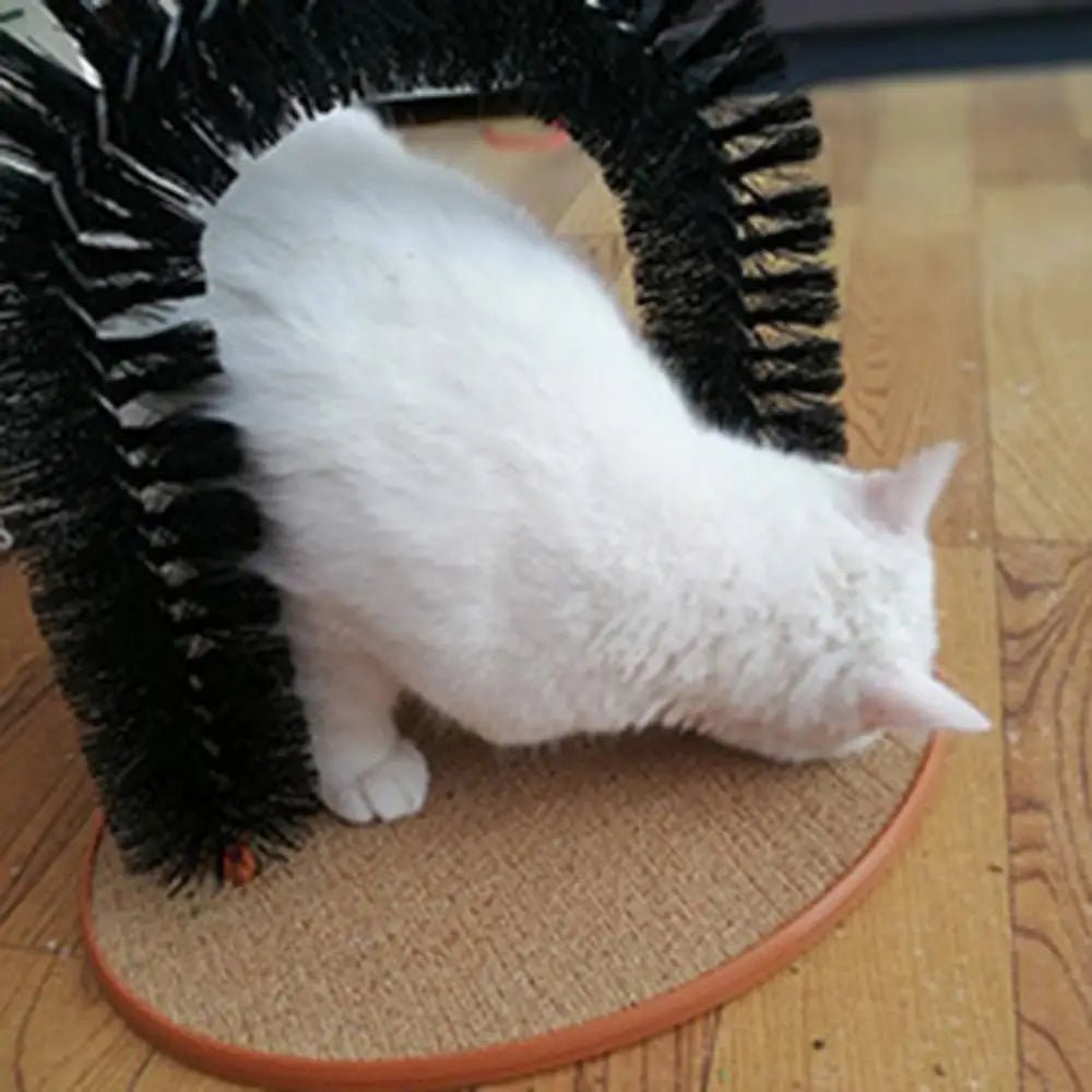 Cat Arch Self Groomer Massager Toy Cat Toys Pet Kitten Scratcher Toys Fur Grooming Cat Brush Shedding With Scratch Pad - Happy Tails