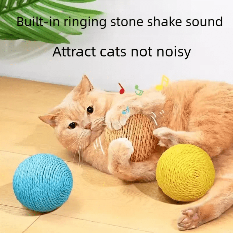 Interactive Sound-Making Big Sisal Cat Scratching Ball Toy Bite-Resistant Kitten Chew Toys for Feline Fun And Claw Care - Happy Tails