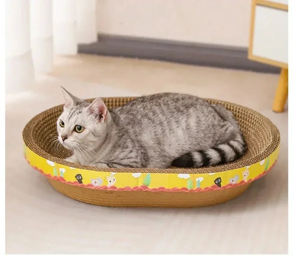 Cat Scratching Board Protect Furniture Grinding Claw Toys Oval Corrugated Paper Wear - resistant Cat Nest Cat AccessoriesHappy TailsHappy Tails