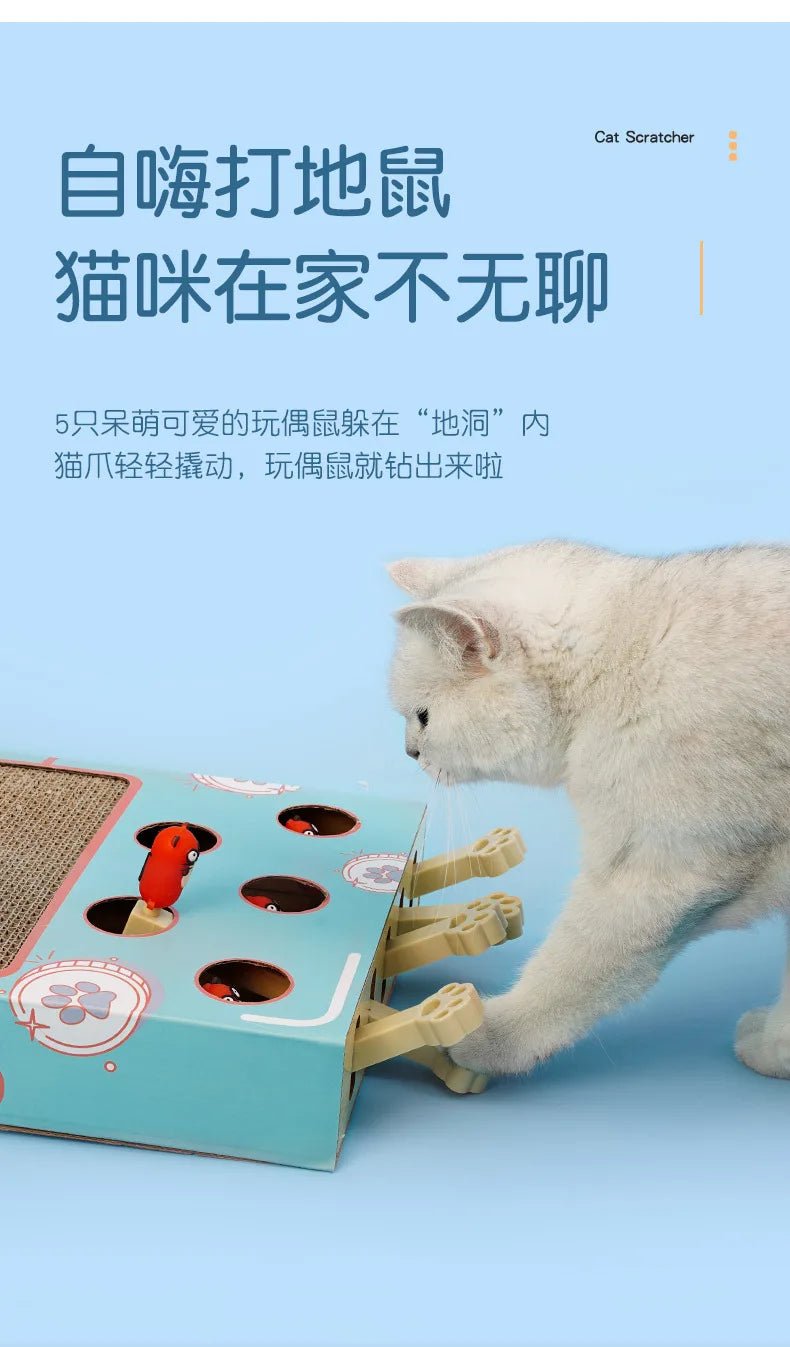 Cat Toy Whack - a - Mole Cat Scratching Board Toy Grinding Claw Rest Play Funny Cat Interactive Multifunctional Cat SuppliesHappy TailsHappy Tails