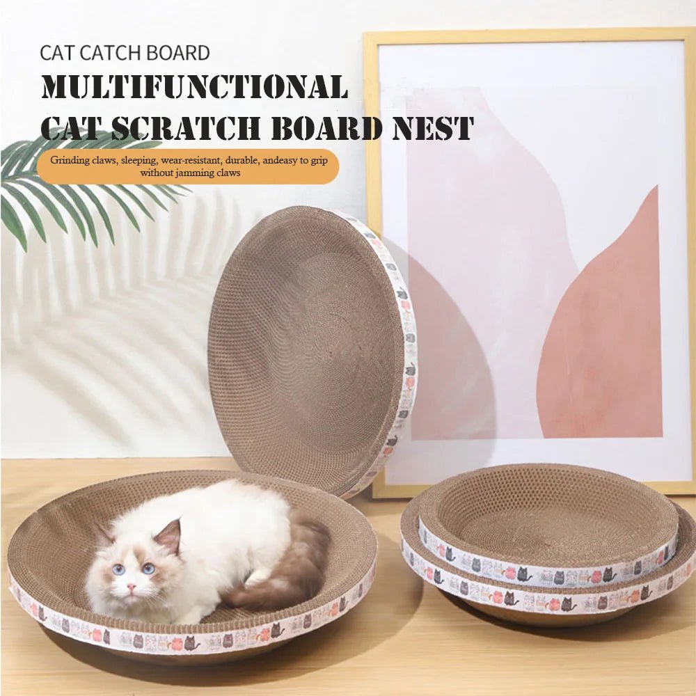 L Size Cat Toys Pet Bed Scratching Board Corrugated Cardboard Bowl Pad Cats Scratcher Toy Oval Grinding Claw Toy Cat AccessoriesHappy TailsHappy Tails