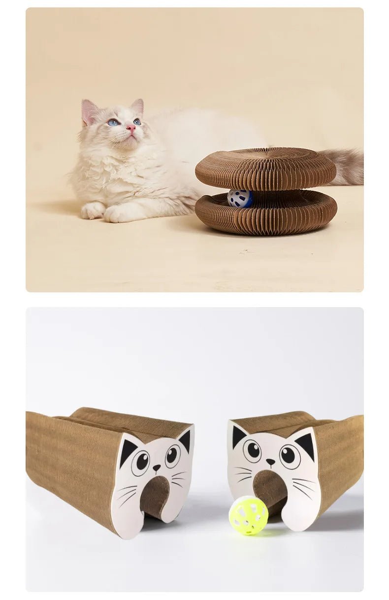 Creative Cat Scratch Boards, Pet Supplies, Stress-relieving, and Corrugated Paper Toys Specifically Designed for Cats - Happy Tails