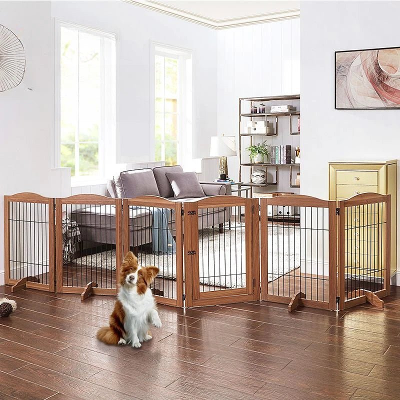 Wooden Pet Fence Dog Fence Freely Combinable Pet Isolation Door Indoor Foldable Dog Cage for Small and Medium Dogs Pet SuppliesHappy TailsHappy Tails