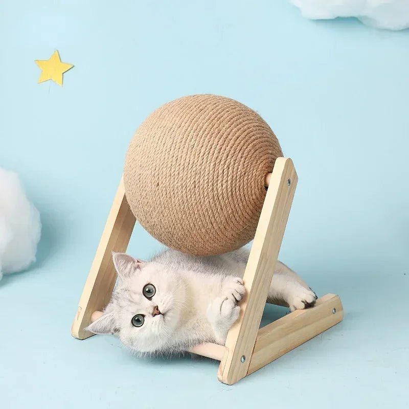 Cat Scratching Ball Wood Stand Pet Furniture Sisal Rope Ball Toys Kitten Climbing Scratcher Grinding Paws Scraper AccessoriesHappy TailsHappy Tails