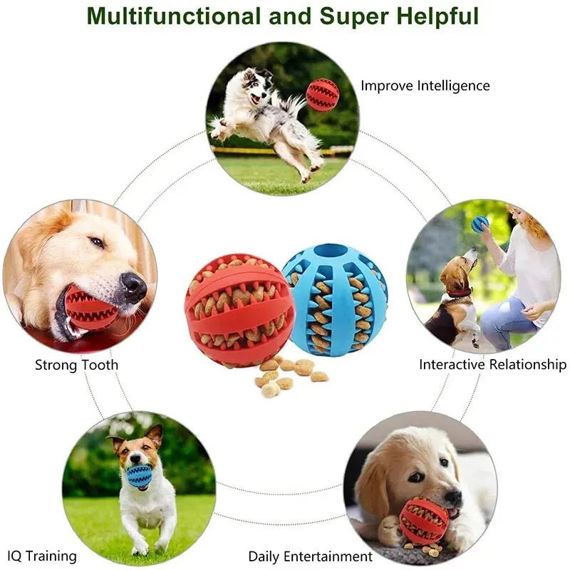Dog Toy Ball, Nontoxic Bite Resistant Toy Ball for Pet Dogs Puppy Cat, Dog Pet Food Treat Feeder Chew Tooth Cleaning BallHappy TailsHappy Tails