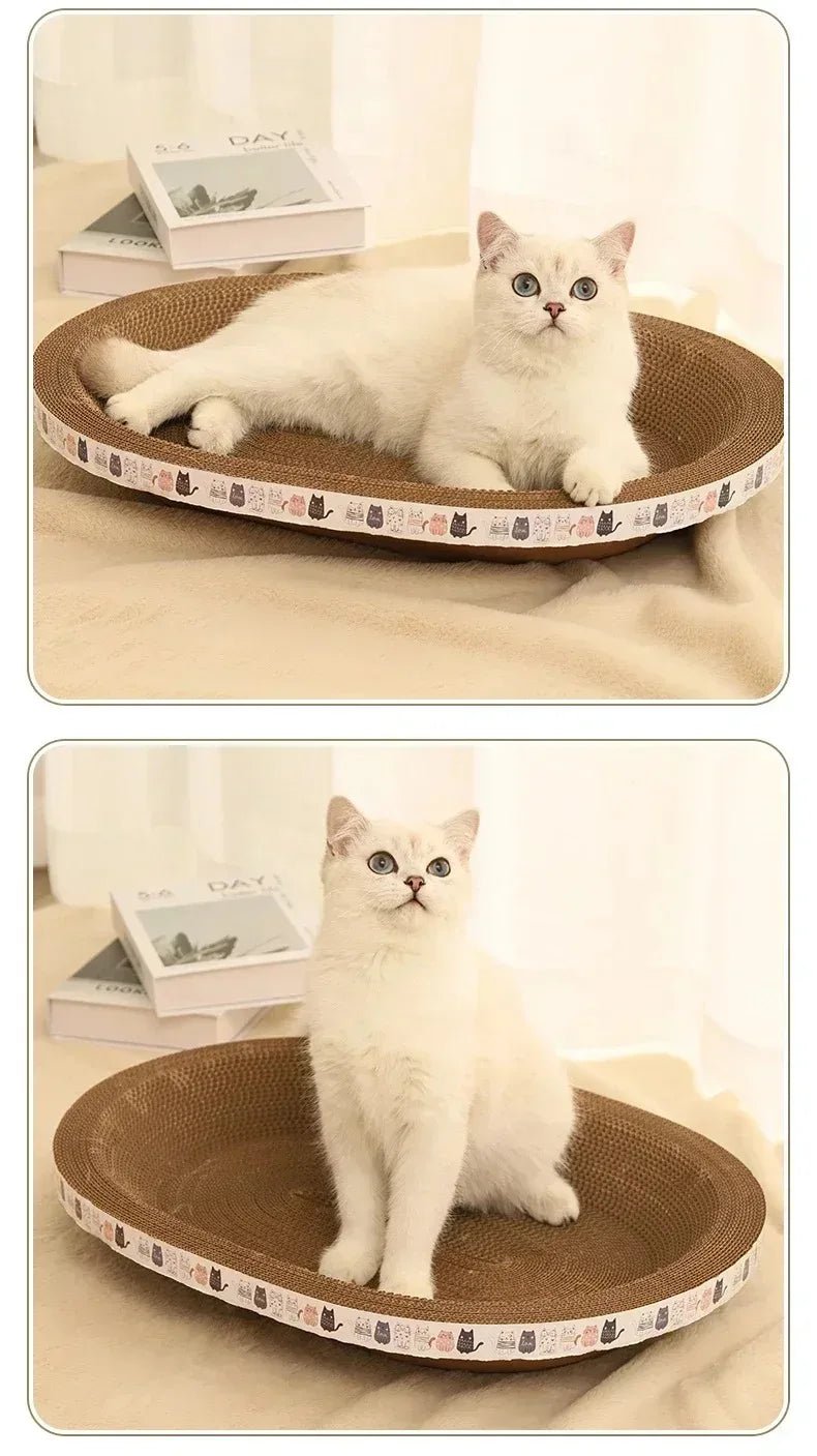 Corrugated Cat Scratcher Cat Scrapers Round Oval Grinding Claw Toys for Cats Wear-Resistant Cat Bed Nest Cat Accessories - Happy Tails