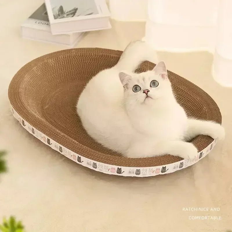 Corrugated Cat Scratcher Cat Scrapers Round Oval Grinding Claw Toys for Cats Wear-Resistant Cat Bed Nest Cat Accessories - Happy Tails