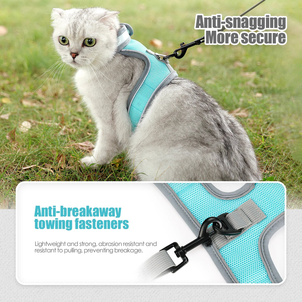 Cat Harness-Escape Proof Adjustable Cat Harness,Comfortable Soft,Walking Travel Kitten Harness for Small Medium Large Cats - Happy Tails